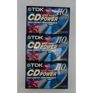 3 TDK High Bias CD Power High Energy Performance 110 Cassette Tapes ~ New Sealed